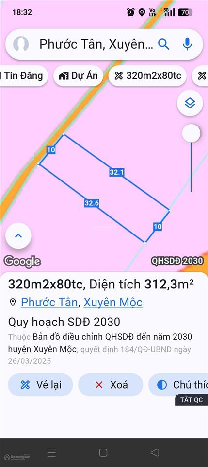 Cần bán lô đất gần hồ bà tô, phước tân, xuyên mộc  xã hồ tràm, tphcm, 10x30m x 80m2 tc giá 1tỷ45