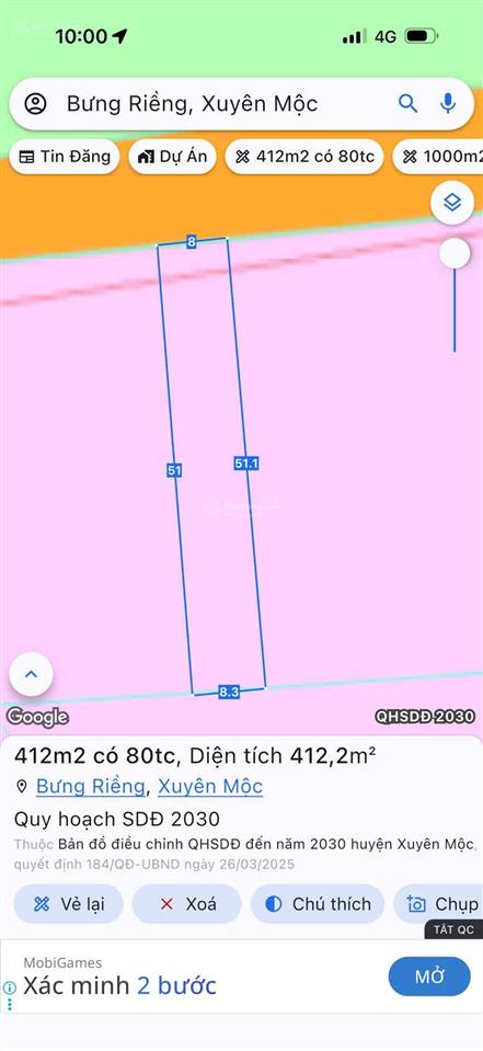 Cần bán lô đất tại xã xuyên mộc tphcm cách biển bình châu 4km, cách ql 55 100m