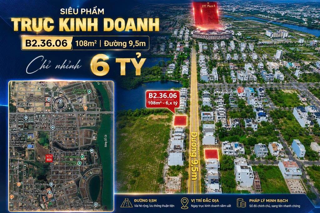 Bán gấp đất nền fpt city đà nẵng, giá tốt, 108m2, mặt tiền 6m