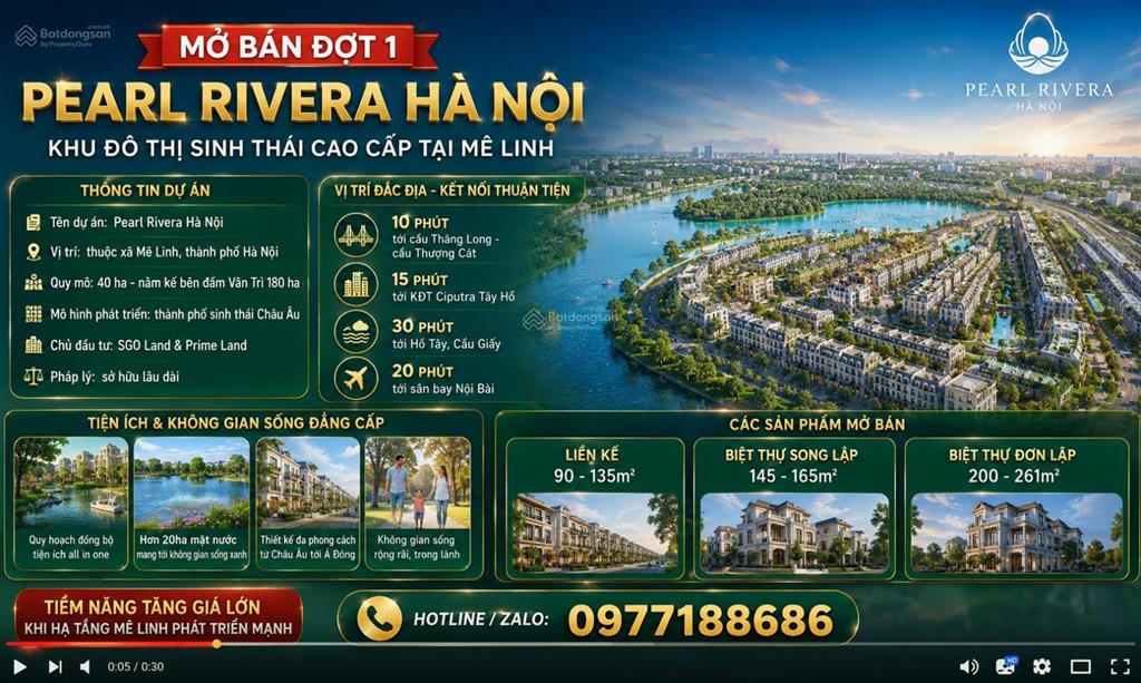 Chính thức công bố dự án pearl rivera mê linh
