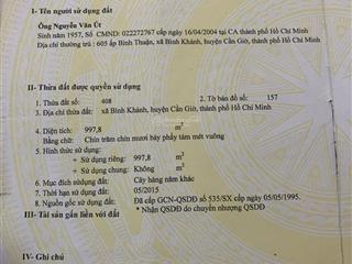 Cần bán đất mặt tiền đường rừng sác