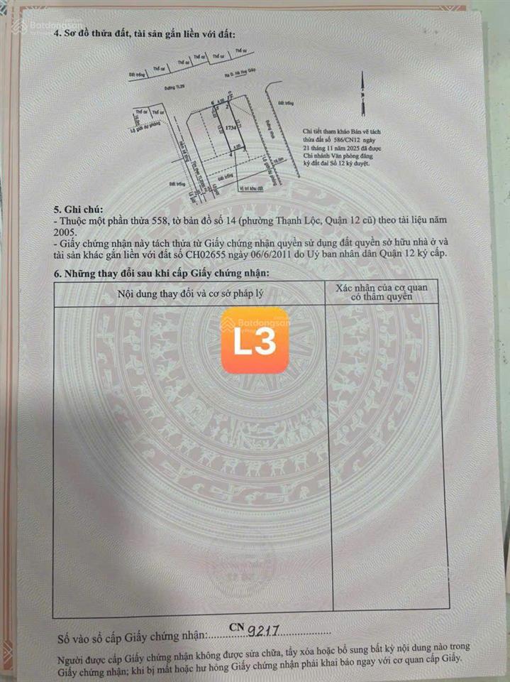 Đất mặt tiền đường tl29 dt  4m x 15m shr ngay ub phường