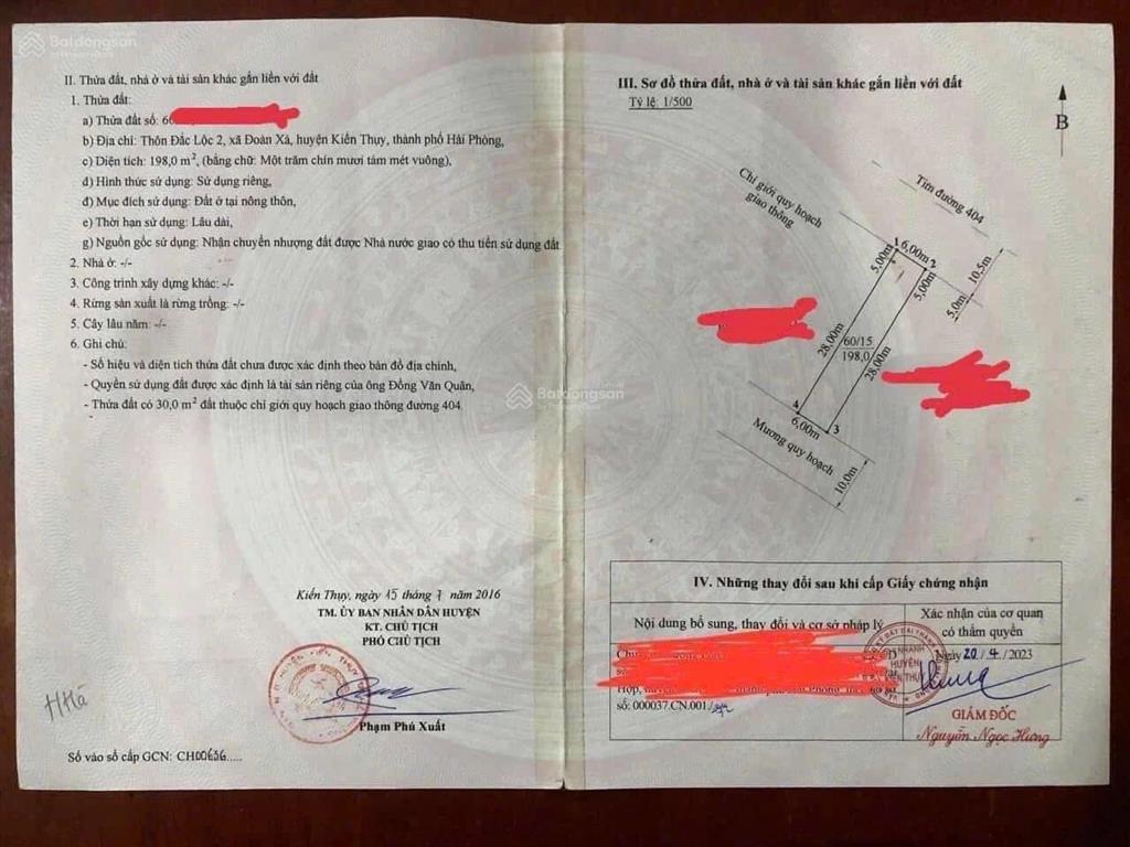 Mặt đg 404 nhìn ra cảng nam đồ sơn đoàn xá ca hs ngã tư đg ven biển chỉ 200m giá siêu đt..