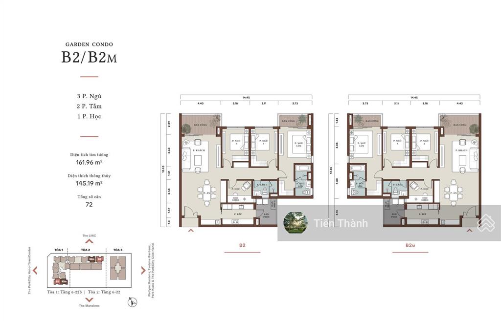Căn hộ cao cấp 145m2 parc regent (3pn+1)  parkcity hà nội.