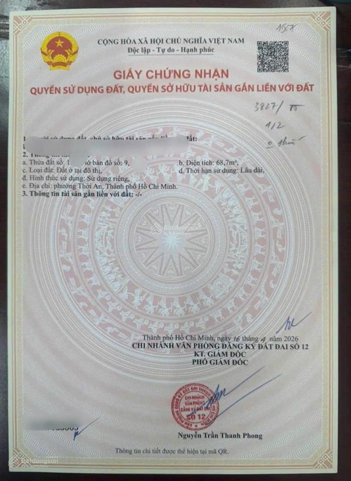Nhà/đất thới an quận 12 | kdc võ thị phải hàng đẹp giữ tiền
diện tích 4.3 18m nở hậu, công