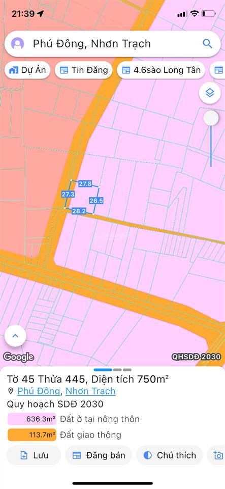 Bán đất 750m2 lô góc 2 mặt tiền có 250m2 thổ cư phú đông, nhơn trạch, đồng nai