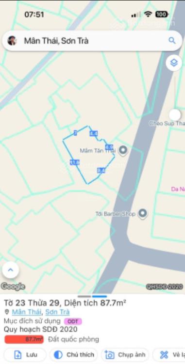 Đất biển sau mặt tiền võ nguyên giáp. đất 87,7m2, mặt kiệt bê tông 3,6m, khu mân thái, sơn trà