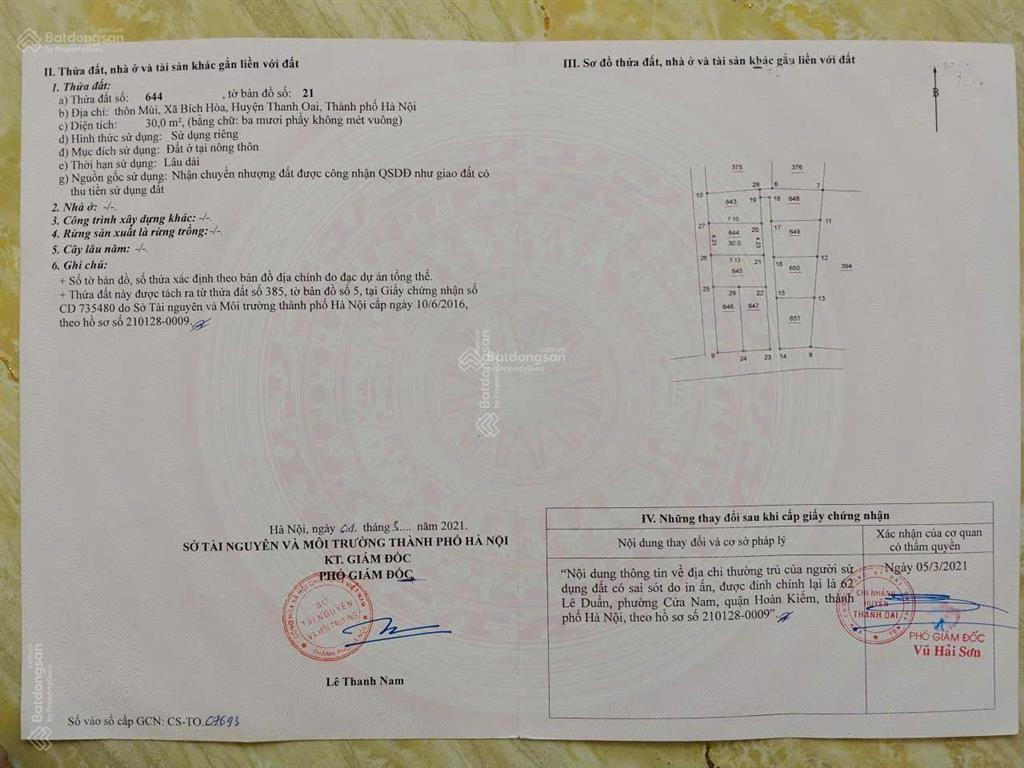 Lô đất vuông đẹp giá chỉ 2,45tỷ tại bích hòa ngay hà đông,ôtô đỗ cạnh,gần ql21b,đh đại nam,điện lực