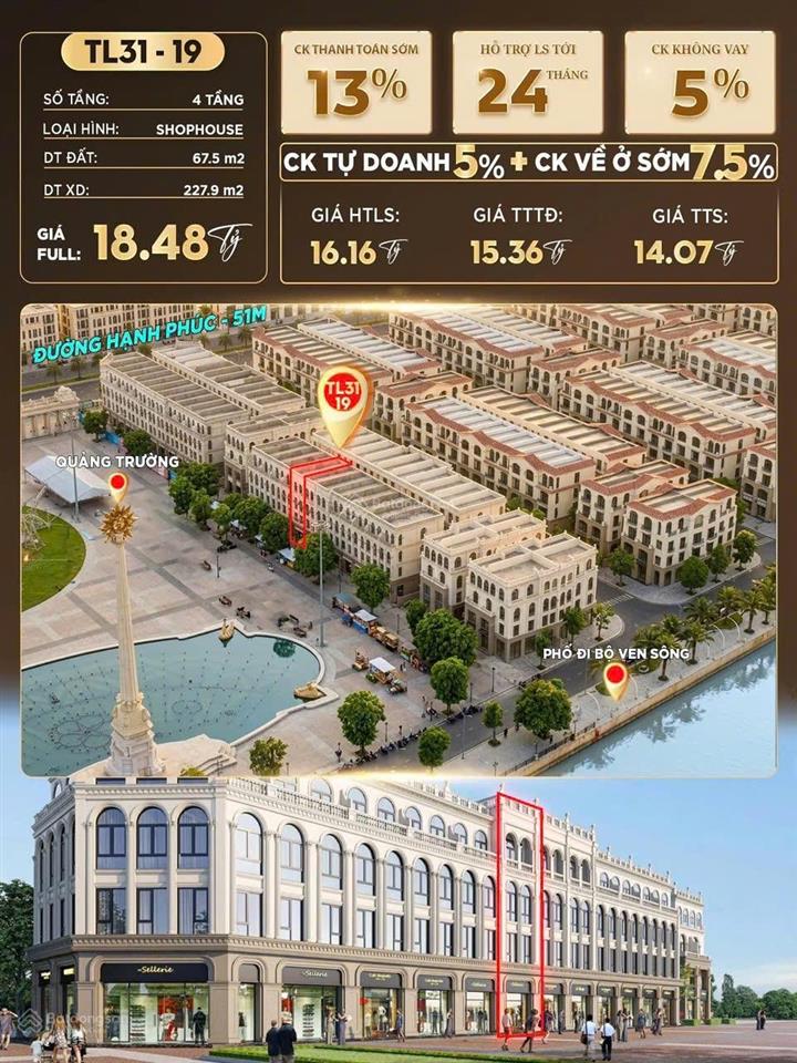Shop tài lộc view quảng trường châu âu vị trí trung tâm thiết kế cực đẹp duy nhất 1 căn còn lại