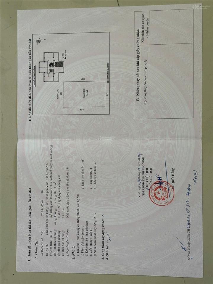 Bán căn hộ 2pn, 1wc tại chung cư techco hưng thịnh