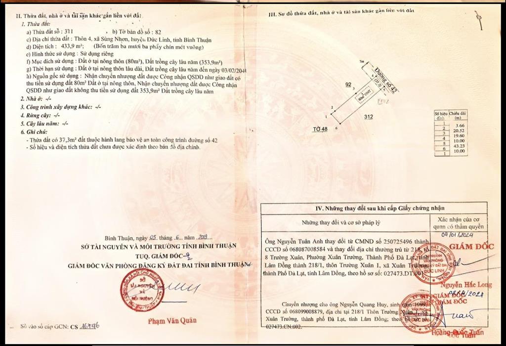 Bán đất tại nam thành, lâm đồng, 1 tỷ, 433.9m2 (có sẵn 80m2 đất ở)