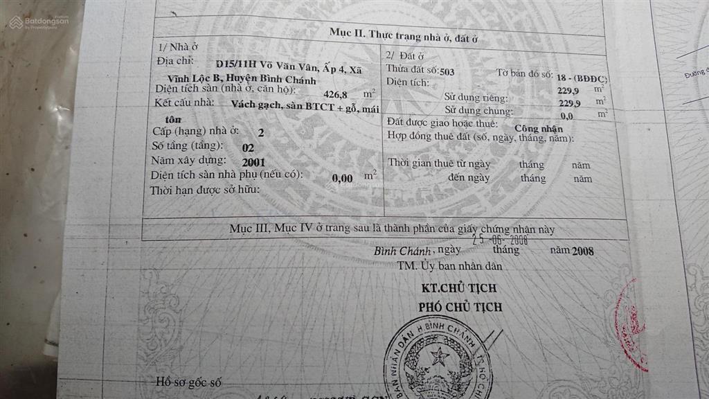 Bán nhà mặt tiền đường võ văn vân, vĩnh lộc b, bình chánh