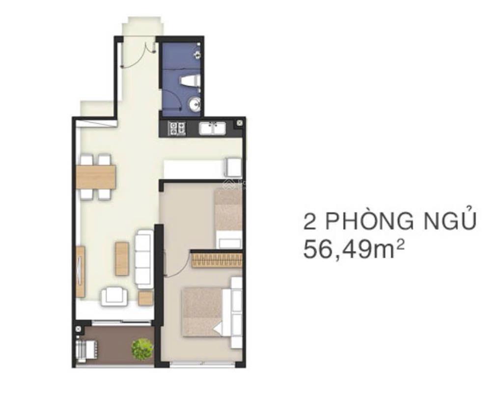 Bán căn hộ moonlight boulevard, 2pn, 56,4m2, giá 2 tỷ850 full nội thất