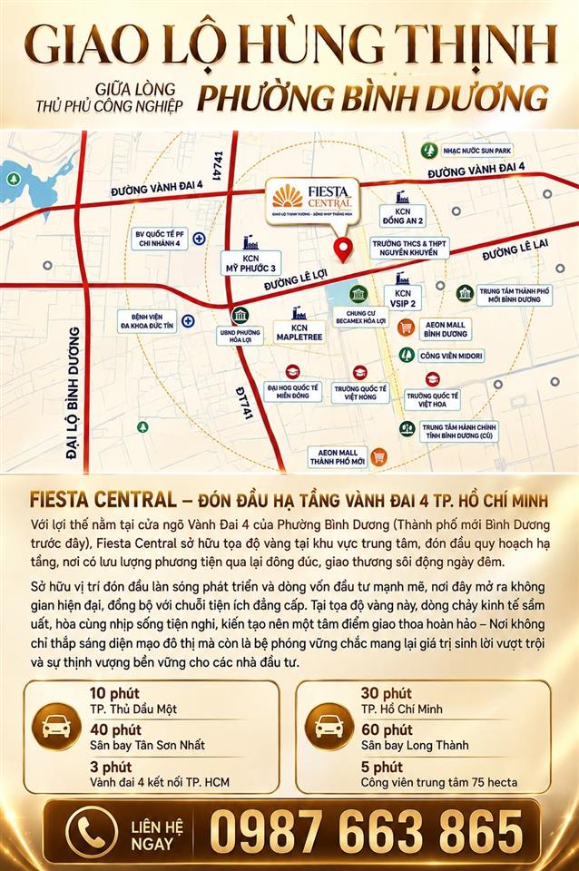 FIESTA CENTRAL TÂM ĐIỂM ĐÓN SÓNG VÀNH ĐAI 4 CỬA NGÕ GIAO THƯƠNG TẠI THÀNH PHỐ MỚI BÌNH