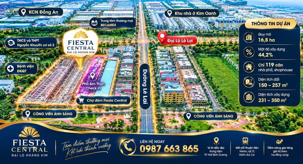 SỞ HỮU SHOPHOUSE FIESTA CENTRAL 2 MẶT TIỀN TRUNG TÂM TP MỚI BÌNH DƯƠNG–0987663865 CƠ HỘI