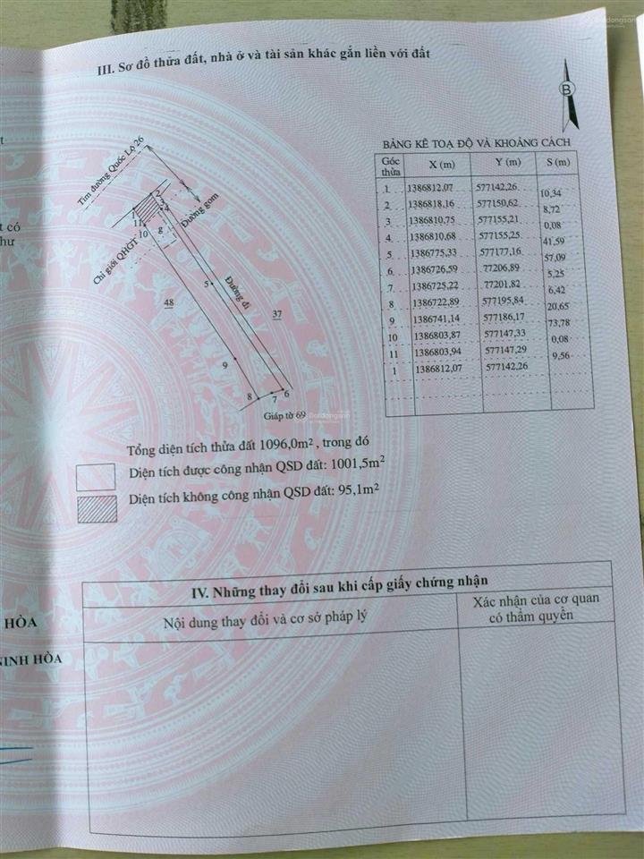 Chính chủ bán lô đất 2 mặt tiền ql 26, ninh tây full thổ cư 1000m2, tặng nhà cấp 4. sổ hồng riêng