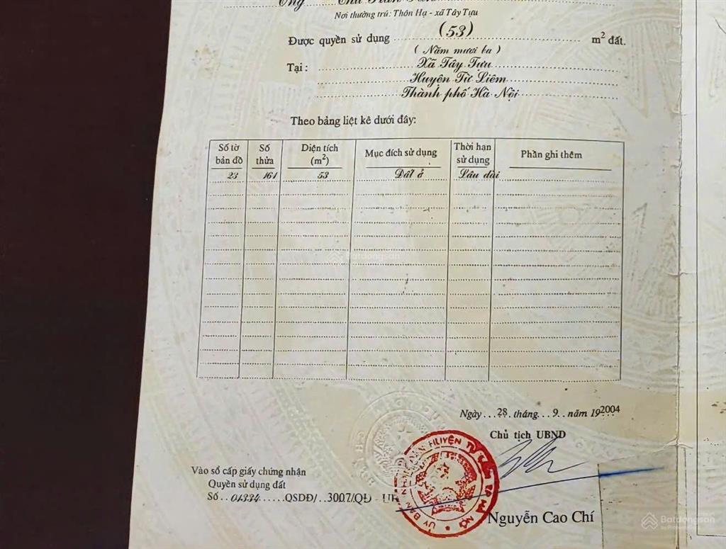 Đất trung tựu, tây tựu 4,484 tỷ được hẳn 53m2 mặt tiền quyền lực