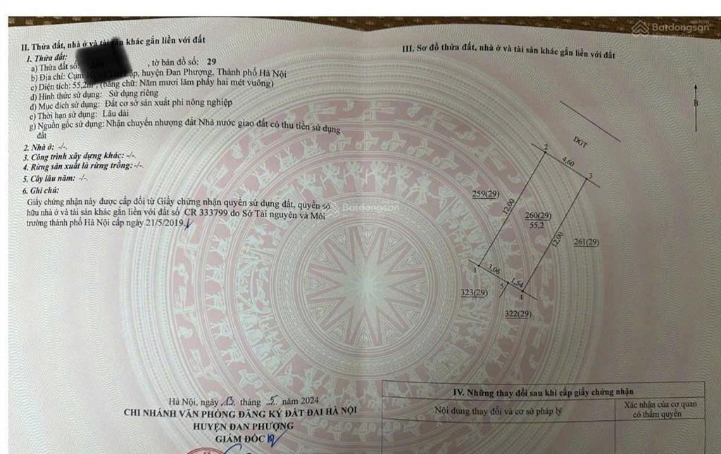 Cần tiền bán nhanh đất dịch vụ tân tây đôtân lập, đan phượng, hn55,2m28,33 tỉ