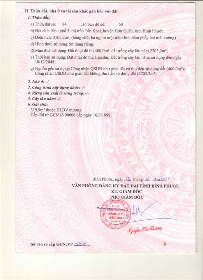 Chính chủ bán đất mt ql13, tt tân khai, hớn quản  5.679 m  phù hợp kinh doanh, kho xưởng