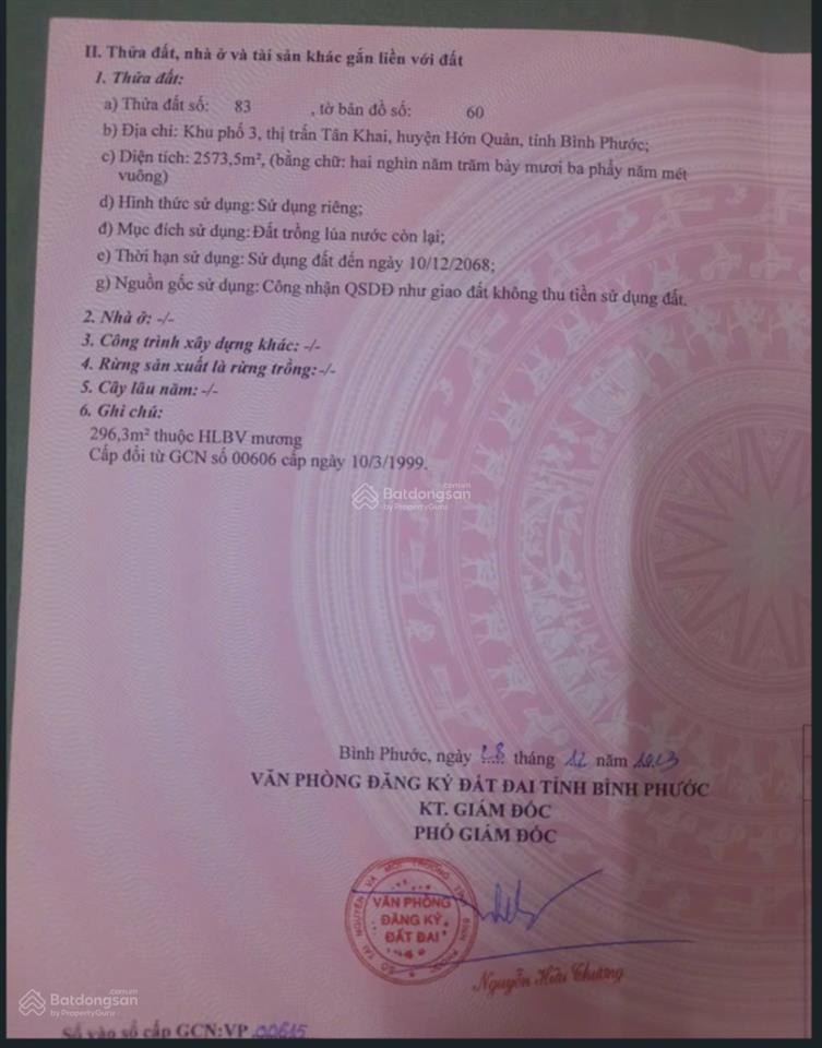 Chính chủ bán đất mt ql13, tt tân khai, hớn quản  5.679 m  phù hợp kinh doanh, kho xưởng