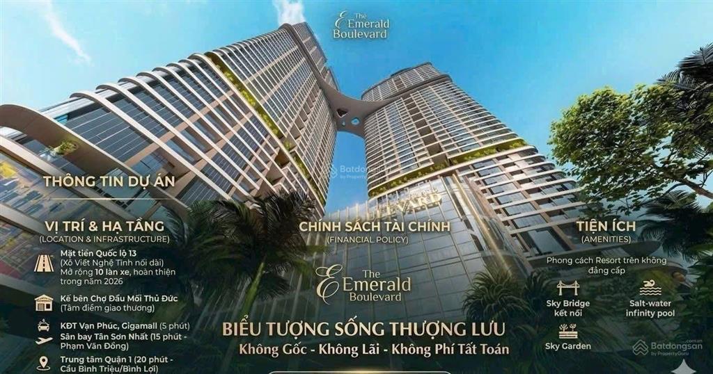 Căn hộ chuẩn cao cấp the emerald boulevard, sở hữu view sông triệu đô, bàn giao full nội thất