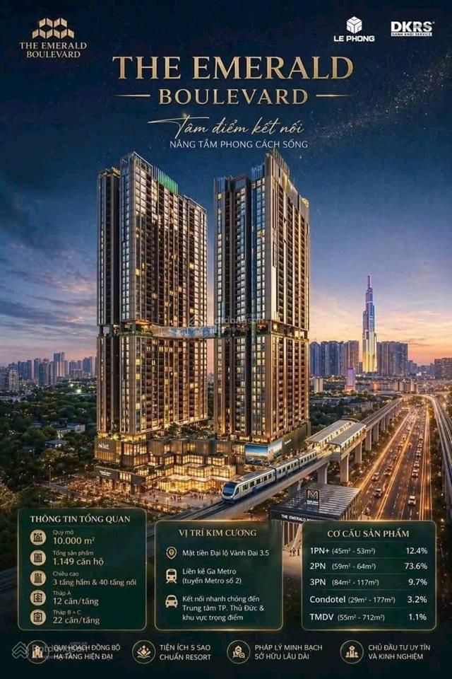 Căn hộ chuẩn cao cấp the emerald boulevard, sở hữu view sông triệu đô, bàn giao full nội thất