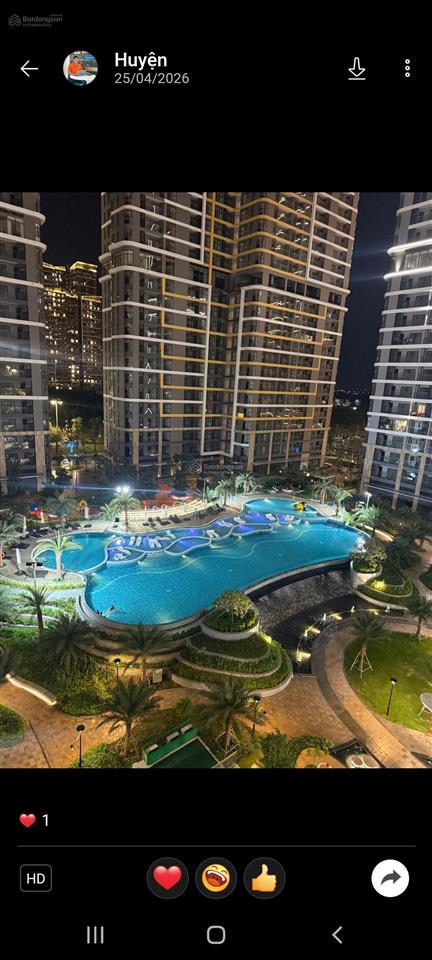 Bán ch 2pn, 2wc, 72m2 tại os107.09, the opus one  vinhomes grand park, 7 tỷ vnd, view đẹp