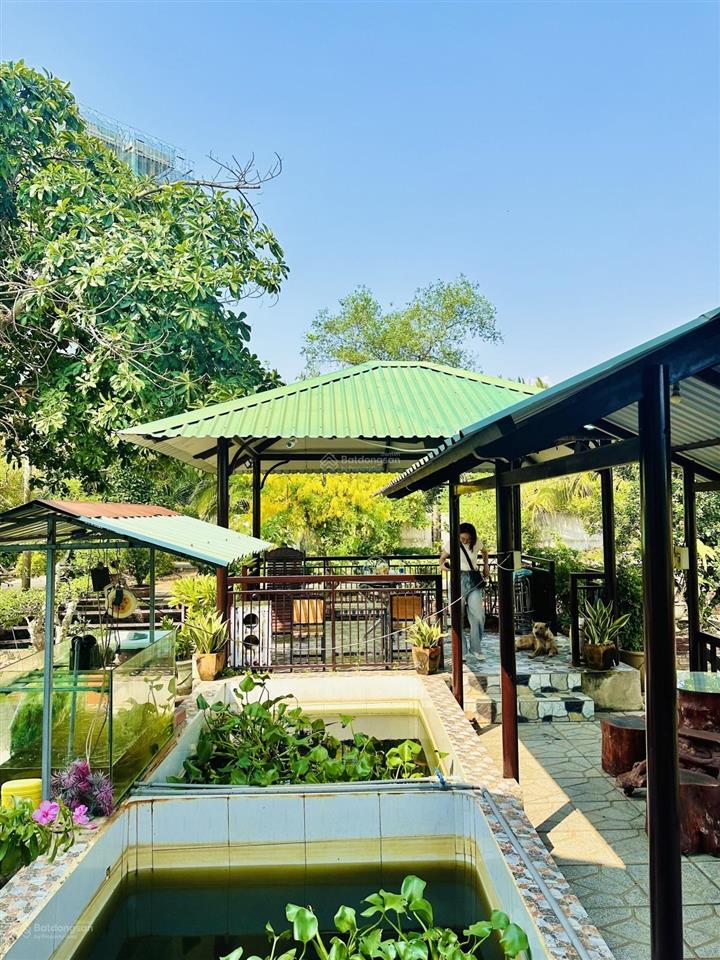 Giá chỉ 19,5 tỷ khuôn viên 2000m2 có 200m2 thổ, sẵn nhà biệt thự vườn giáp rạch, ở nghĩ dưỡng