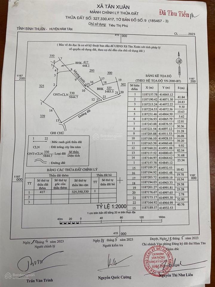 Bán đất 7778m² tại xã tân xuân, hàm tân, giá 3 tỷ 3, (có thương lượng)