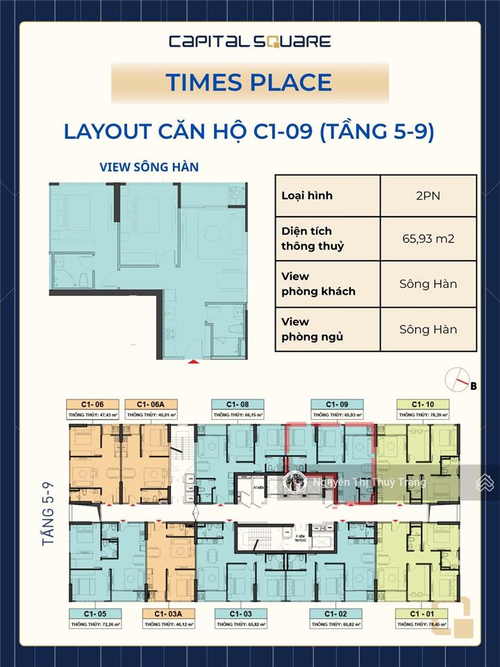 Căn 2pn capital square giá chỉ 5tỷ1 view sông hàn, sát bên cạnh vincom, chiết khấu lên đến 15%