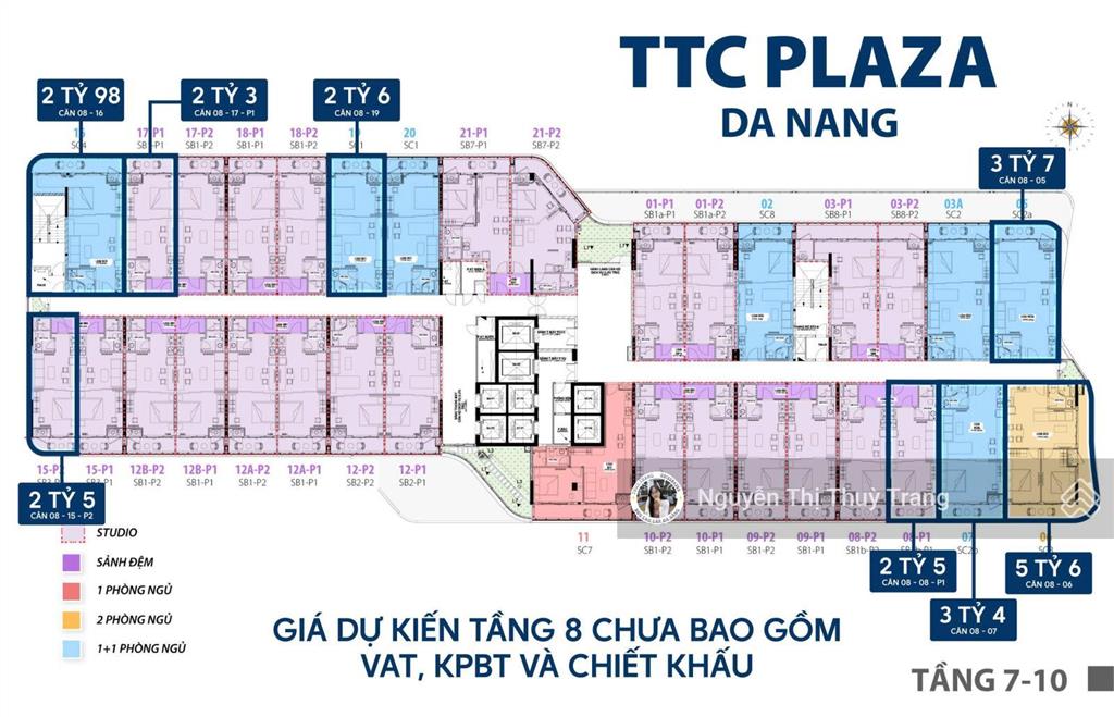 Căn hộ cao cấp ttc plaza đà nẵng, giá 2,3x tỷ/căn 47m2 full nội thất view biển, sẵn sàng bàn giao