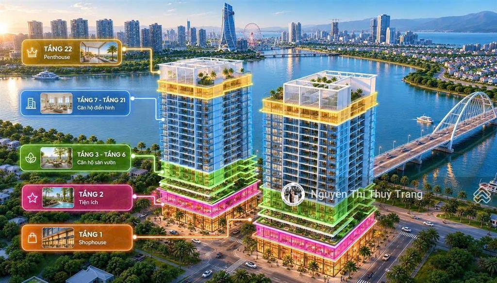Căn 2pn slight giá full 2,x tỷ  mặt sông, view pháo hoa sở hữu lâu dài