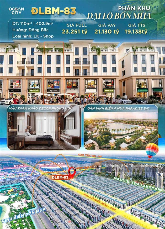 Căn đlbm 2 mặt tiền hiếm  gần vincom  giá chỉ từ 146 triệu/m