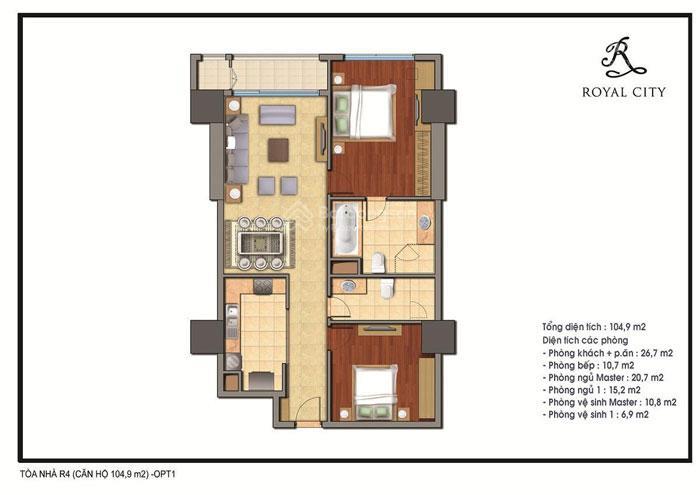 Bán căn 2 ngủ diện tích 105m2 toà r5, r4