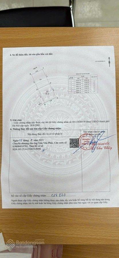 Bán tòa chdv trần cung 81m27 tầng2 mặt tiền20 phòng khép kínpccc đủdòng tiền 130tr/thángsổ đỏ