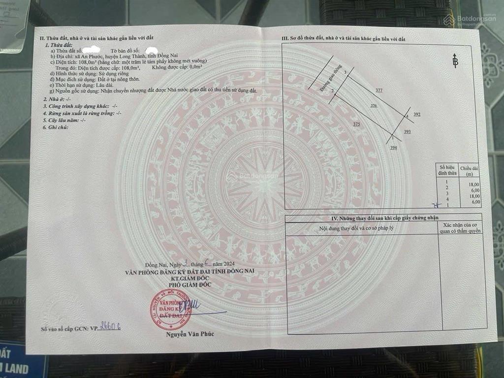 Bán nhanh lô 108m2 full thổ ngay tthc long thành, đón đầu ga metro long thành cách sân bay 10p