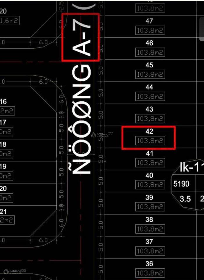 Bán lô đất khu đô thị nam vĩnh hải ngang 5 m diện tích 103,8 m2 đường nhựa 11m giá 38,5 tr /m2