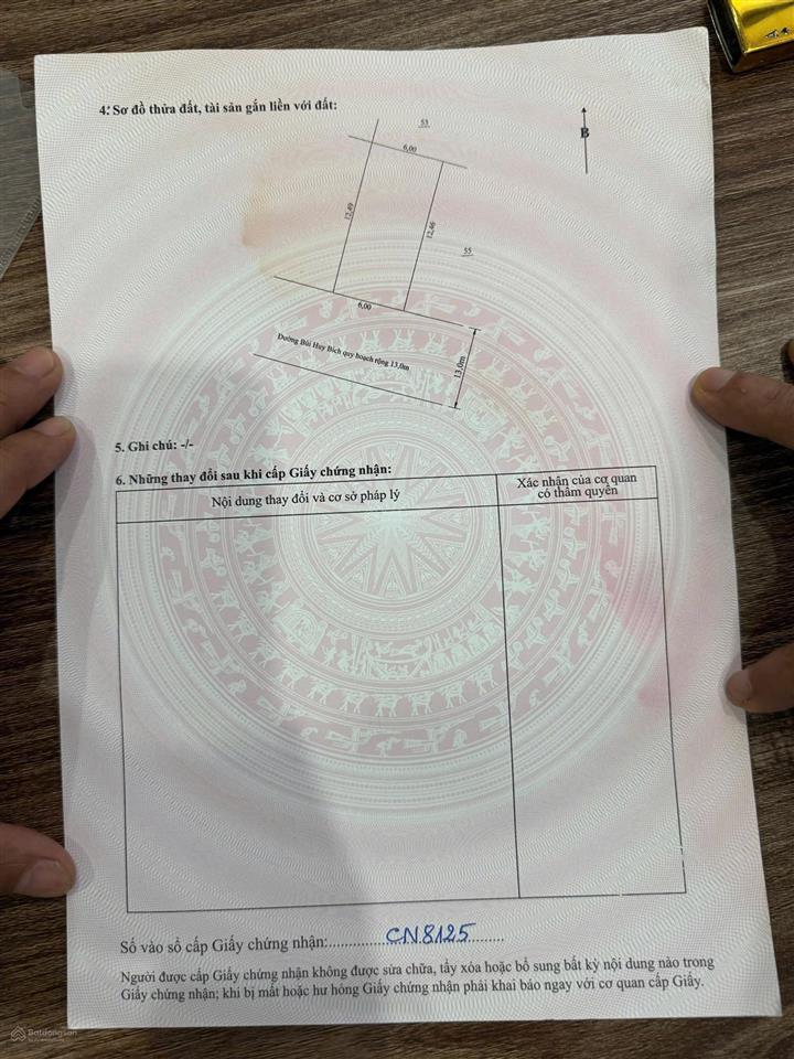 Bán lô đất mặt tiền bùi huy bích, ngang 6 m, diện tích 74,8 m², gần biển và bến du thuyền 500 m