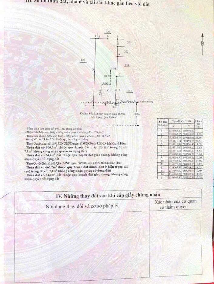 Bán đất mặt tiền bắc sơn phường vĩnh hải diện tích 659,6 m ngang 15 m cách biển 300 m giá 130 tr /