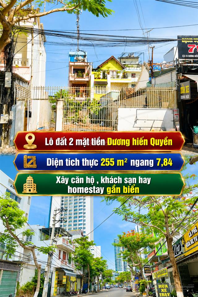 Chủ giảm 400 triệu đất 2 mặt tiền dương hiến quyền ngang 7,84 m cách biển 100 m xây căn hộ, ks