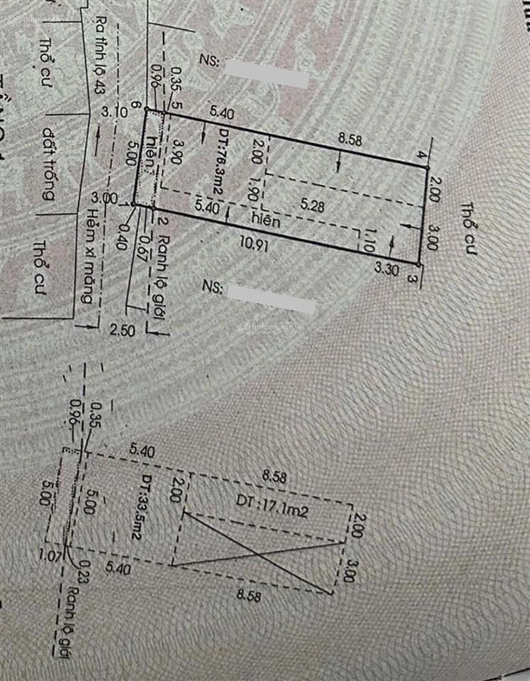 Nhà 2 tầng 71.3m2, hẻm xe hơi khu vip tam bình, sổ vuông hoàn công, không quy hoạch