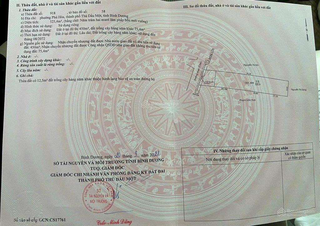 Bán đất phú hoà gần vành đai 3 thổ cư gần full hồng