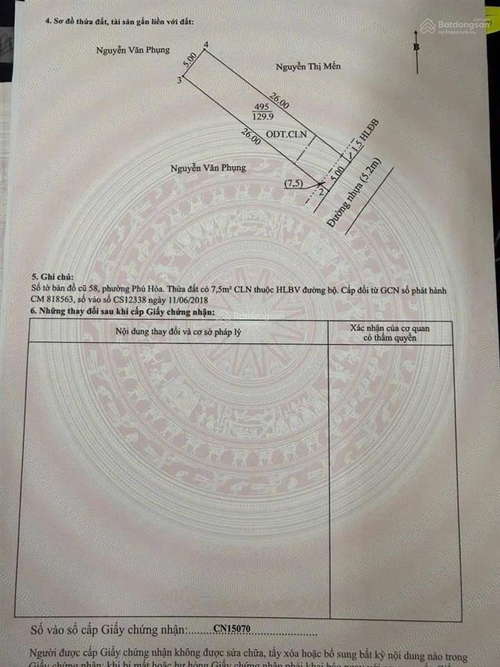Bán nhà phú hoà 1 trệt 1 lầu đường nhựa 5m thông