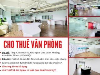 Cho thuê văn phòng rộng 340m2 giá 11$/m2 văn phòng tầng 4 toà n01t2 thuê được ngay giá tốt hđ dài
