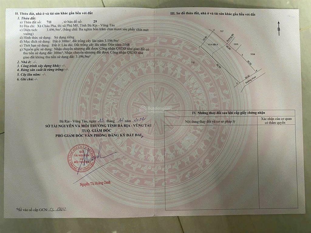 8,9 tỷ 3497m2, lô g, lô góc 3 mặt tiền tại châu pha  bà rịa (phú mỹ, brvt) gần cảng và kcn