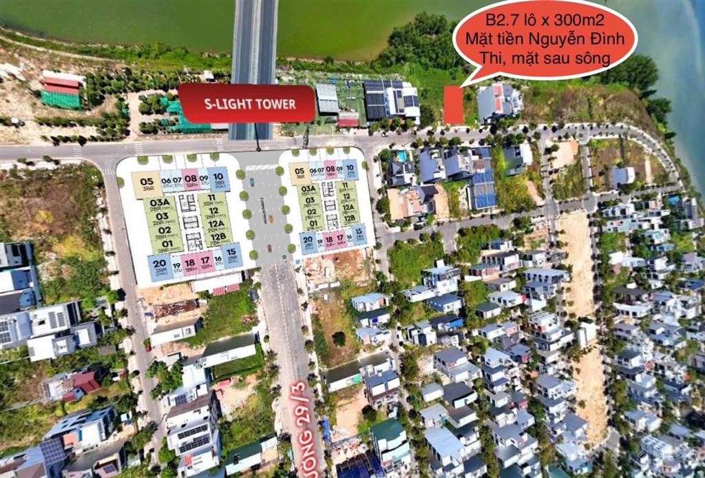 Bán đất biệt thự đảo vip hòa xuân 300m2, 2 mặt tiền view sông