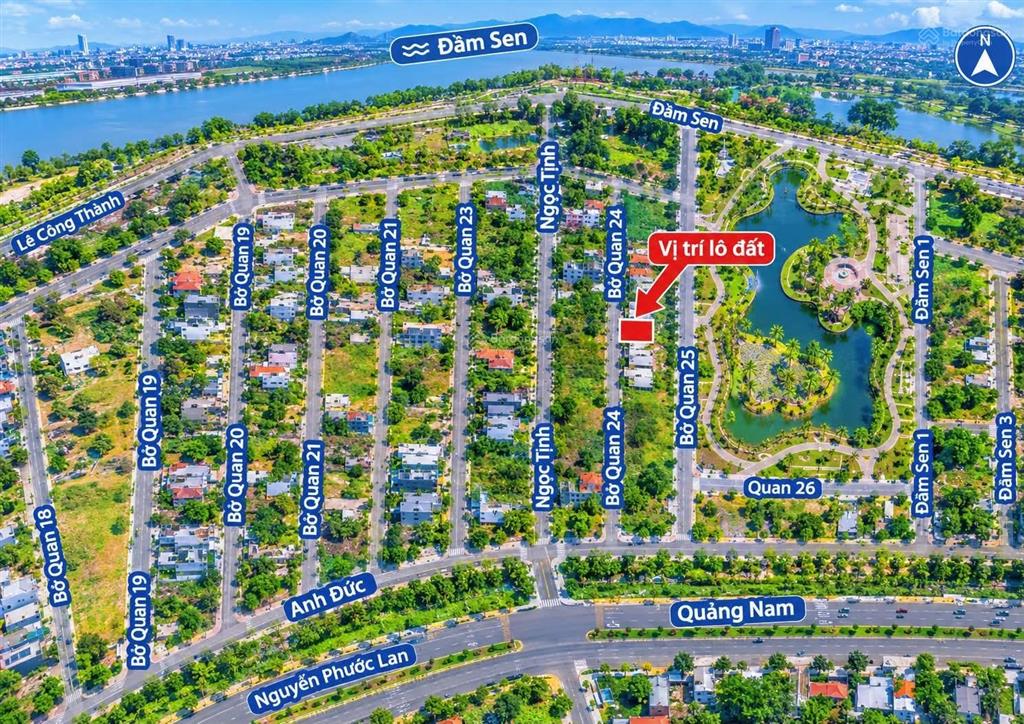 Bán đất bờ quan 24 khu đầm sen nam hòa xuân 100m giá 5 tỷ