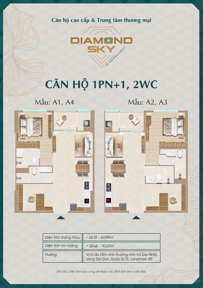 Mở bán đợt đầu tiên phân khu cao tầng diamond sky ngay trung tâm kđt vạn phúc, giới hạn 296 căn