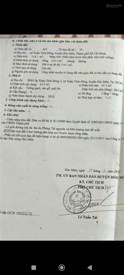 Bán nhà 4*27m shr 3pn 2wc. gần trần văn mười. xuân thới đông hóc môn