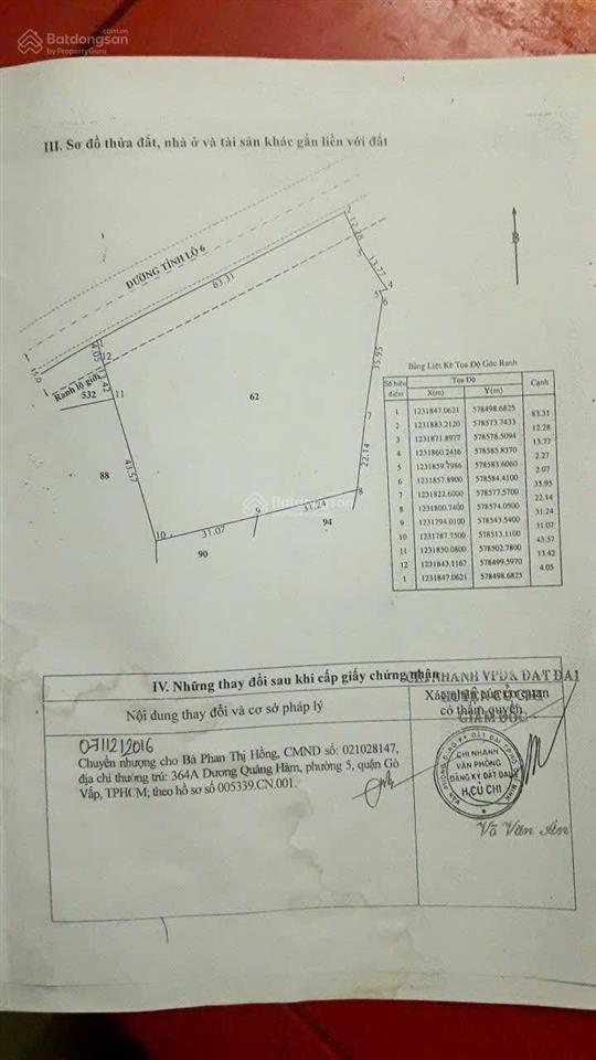 Bán đất mặt tiền tỉnh lộ 6 ,ấp phú lợi xã phú mỹ hưng ,gần đền thờ bến dược. (24 tỷ. chính chủ bán)